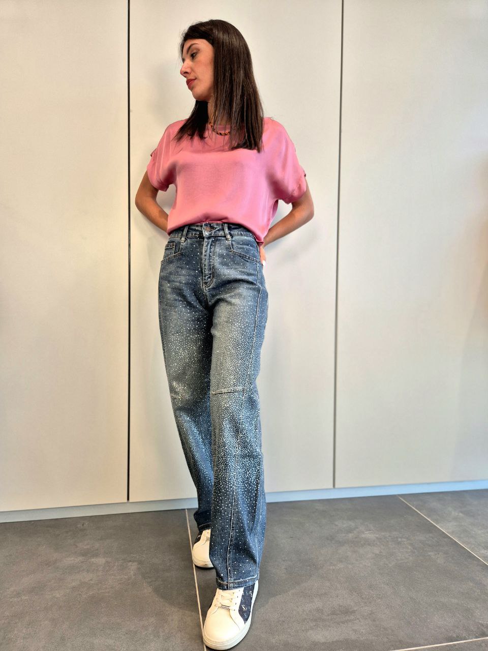 Jeans momfit brillantini