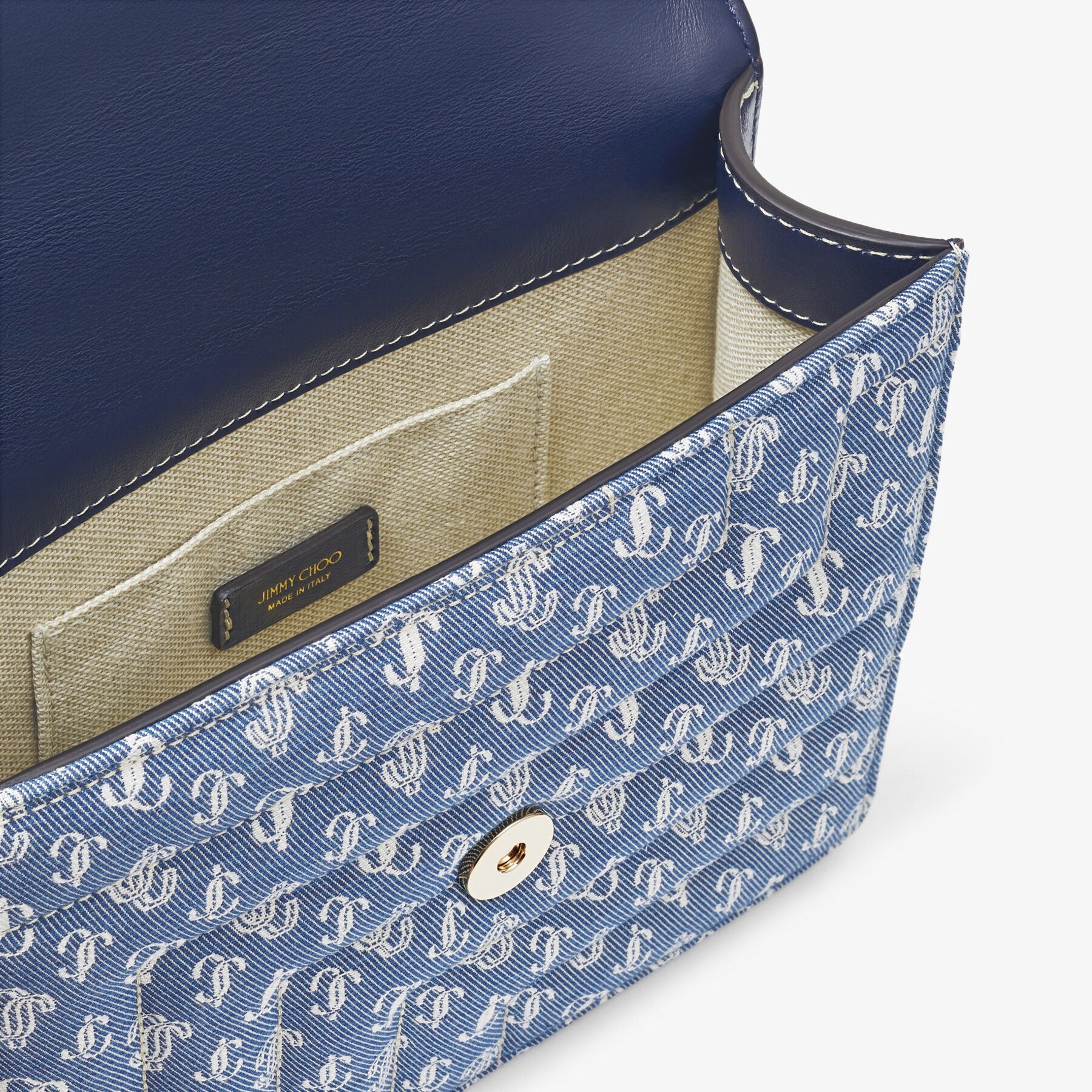 JIMMY CHOO Borsa tracolla denim monogram e pelle