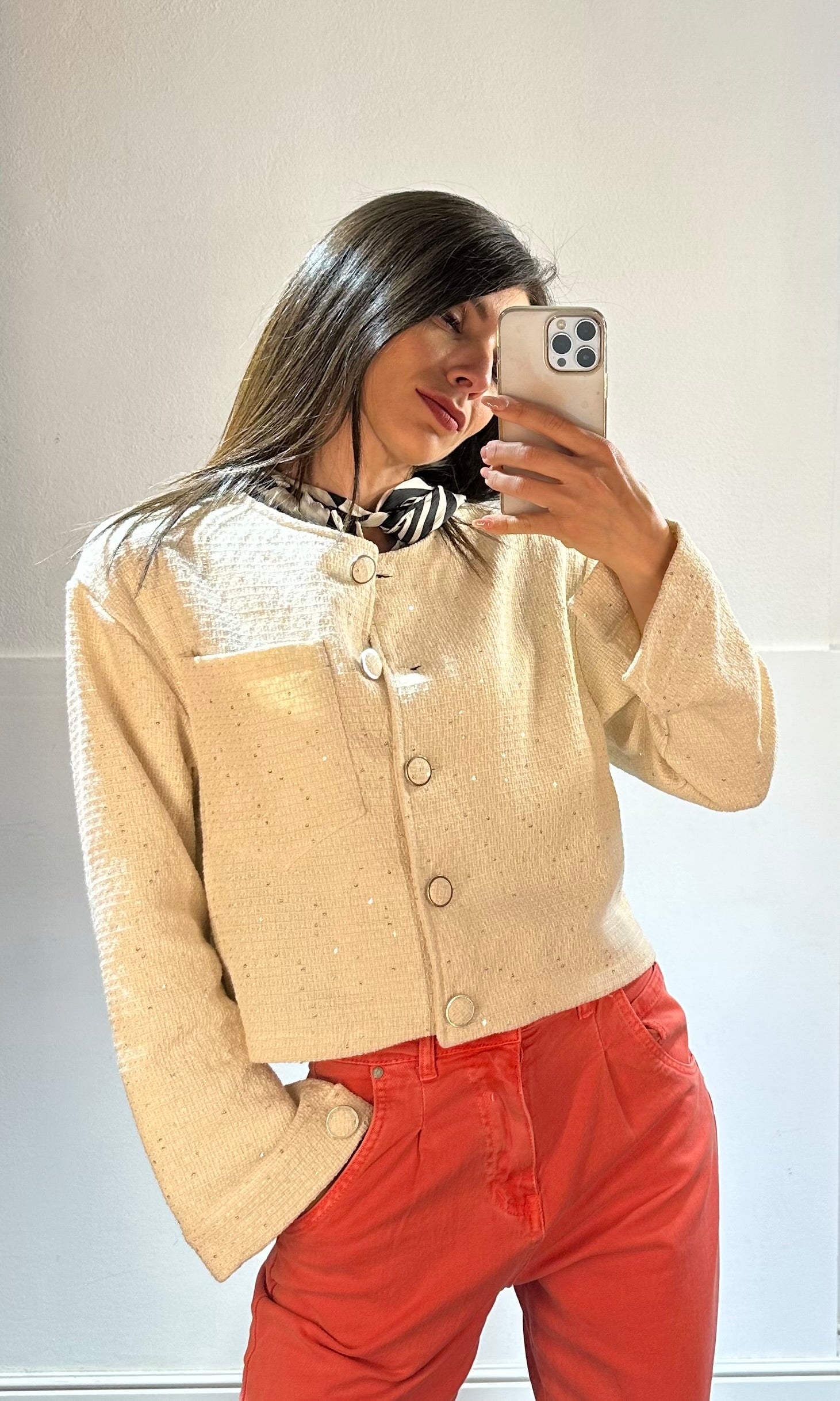 Giacca tweed crema