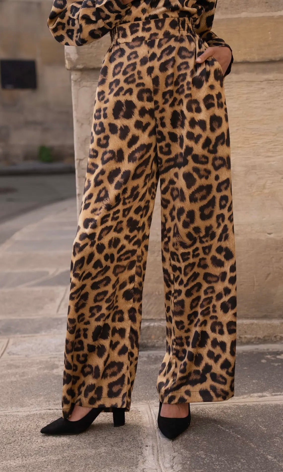 Pantaloni palazzo animalier