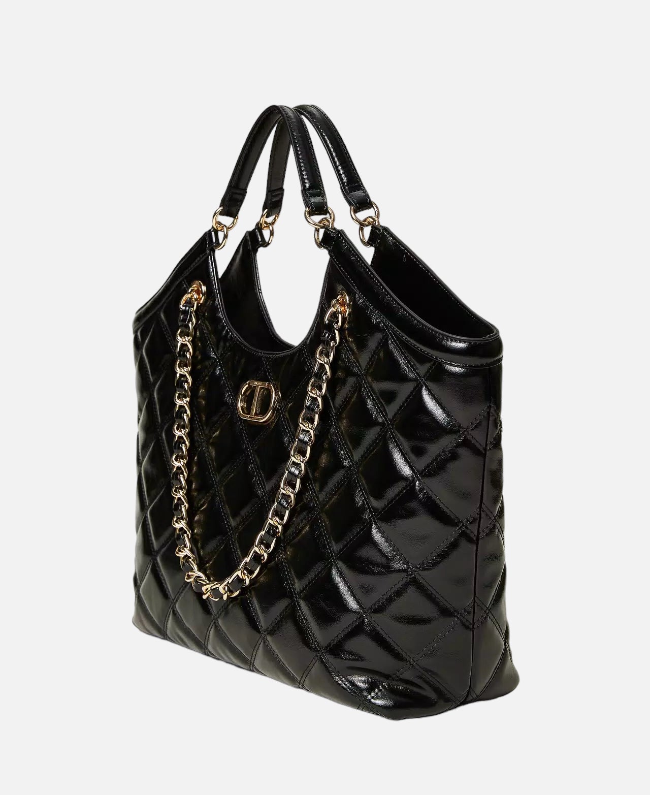 TWINSET borsa nera grande craquelé