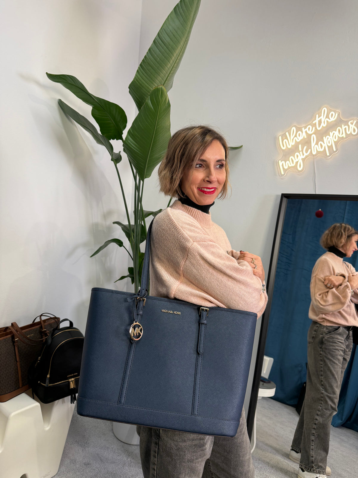 MICHAEL KORS Shopper grande blu navy