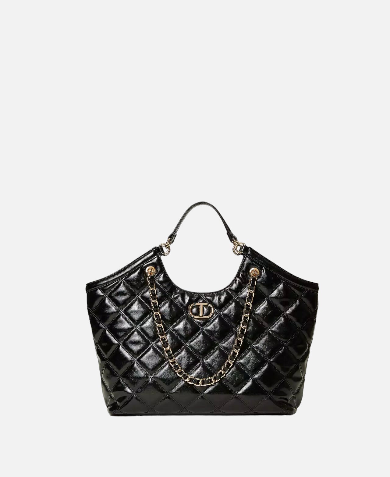 TWINSET borsa nera grande craquelé