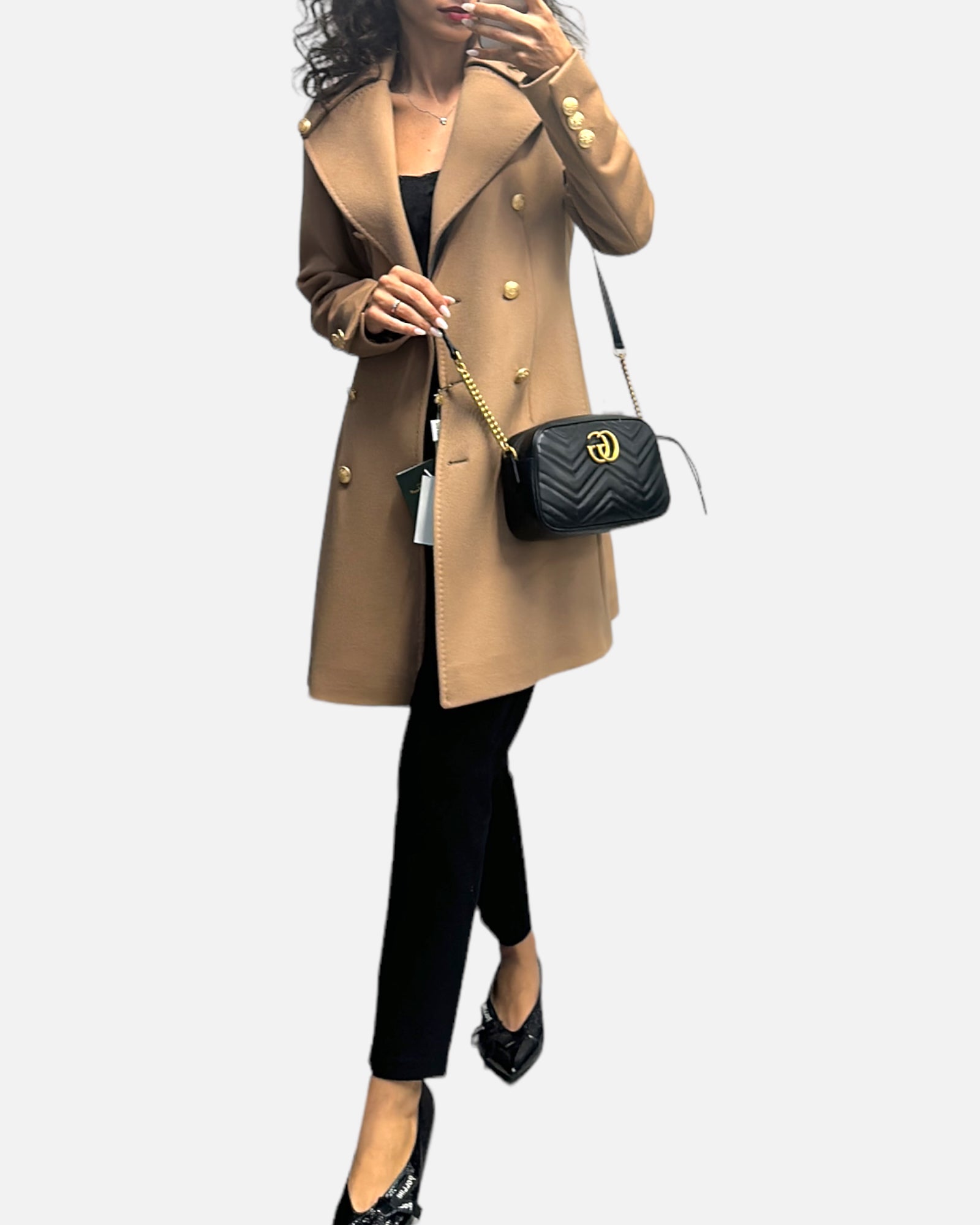 LORO PIANA Cappotto beige bottoni oro