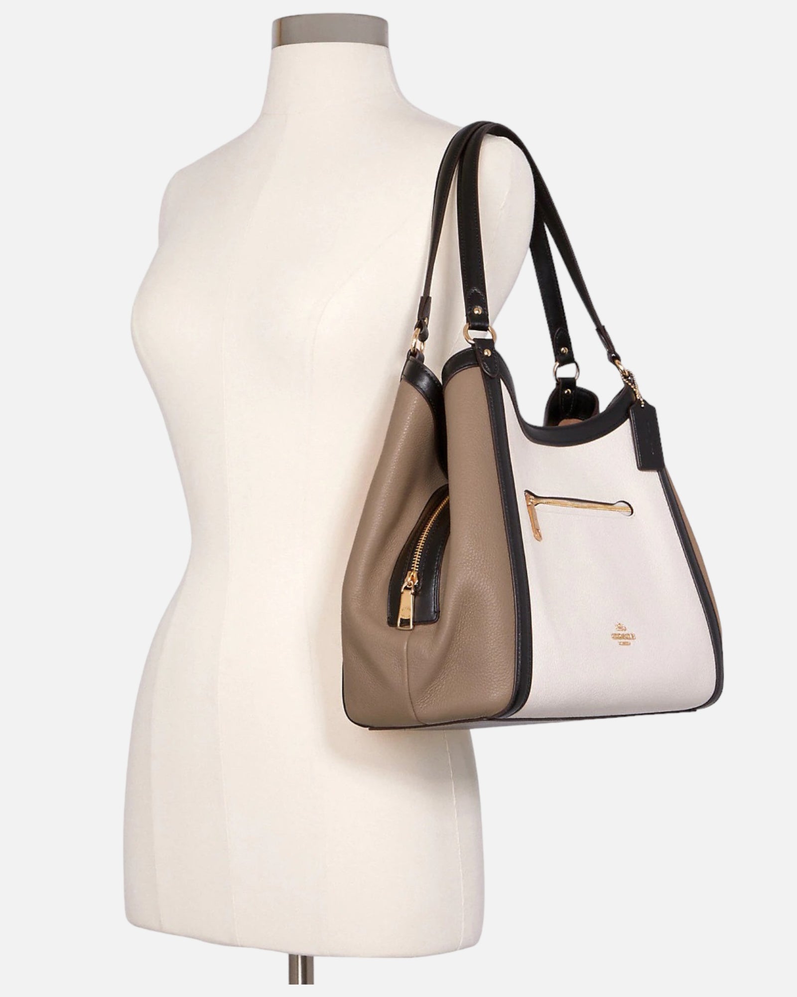COACH Borsa a spalla tricolor doppio manico