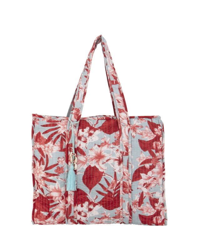 Borsa in tessuto rosso e azzurro misura grande