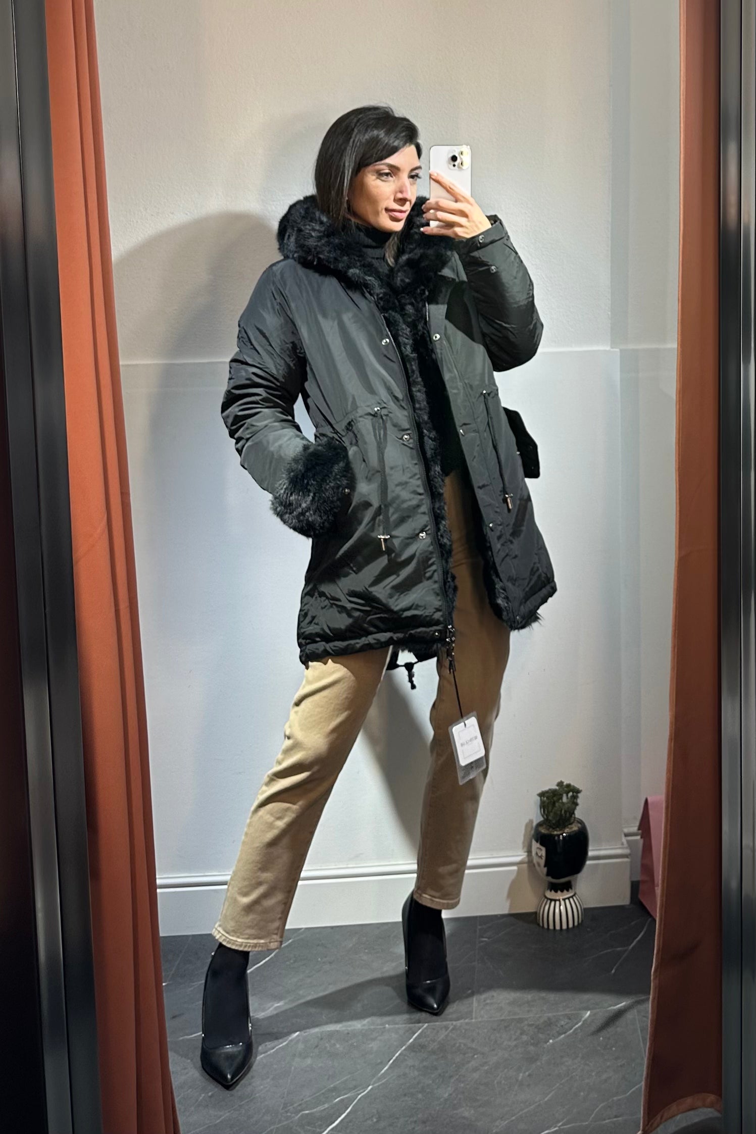 METIS GLAM parka nero reversibile 2 in 1