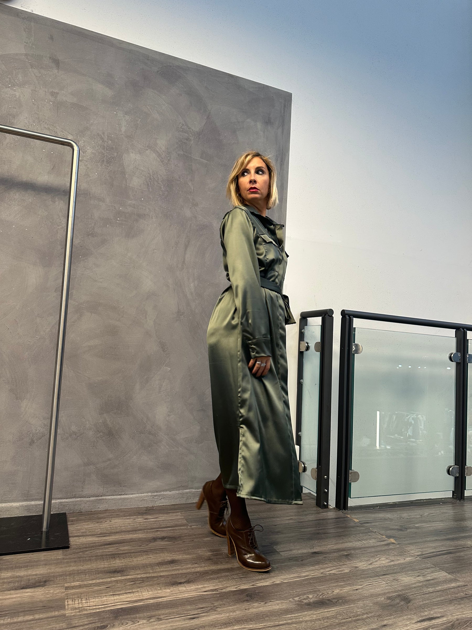 Abito raso satin verde