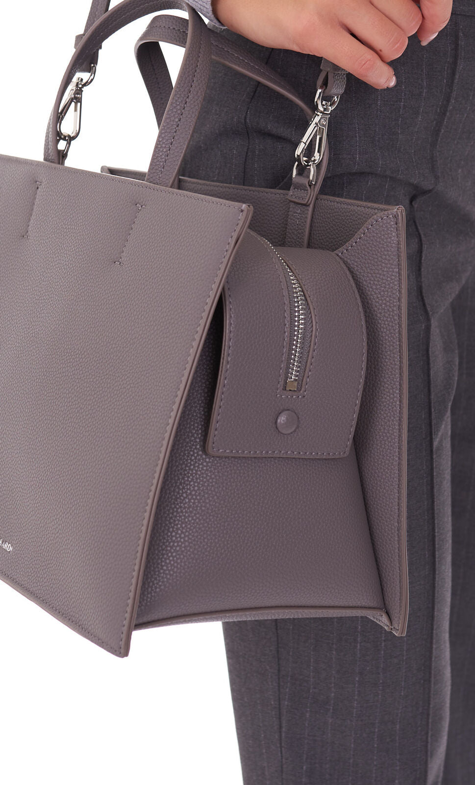TRUSSARDI Borsa bauletto grigio tortora con tracolla