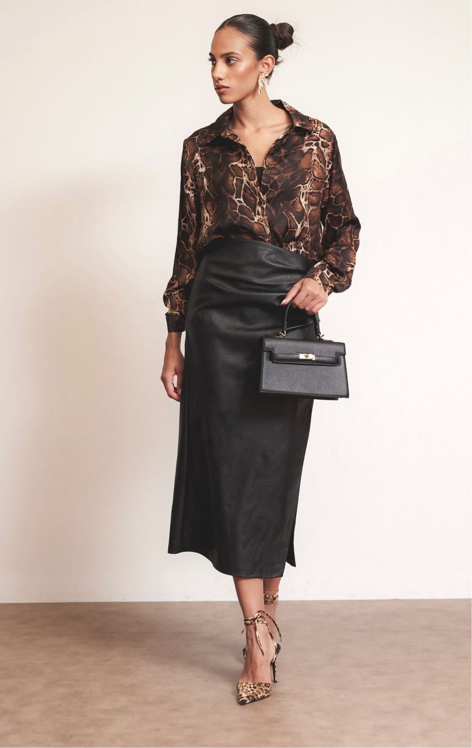 Gonna lunga ecopelle nera discount