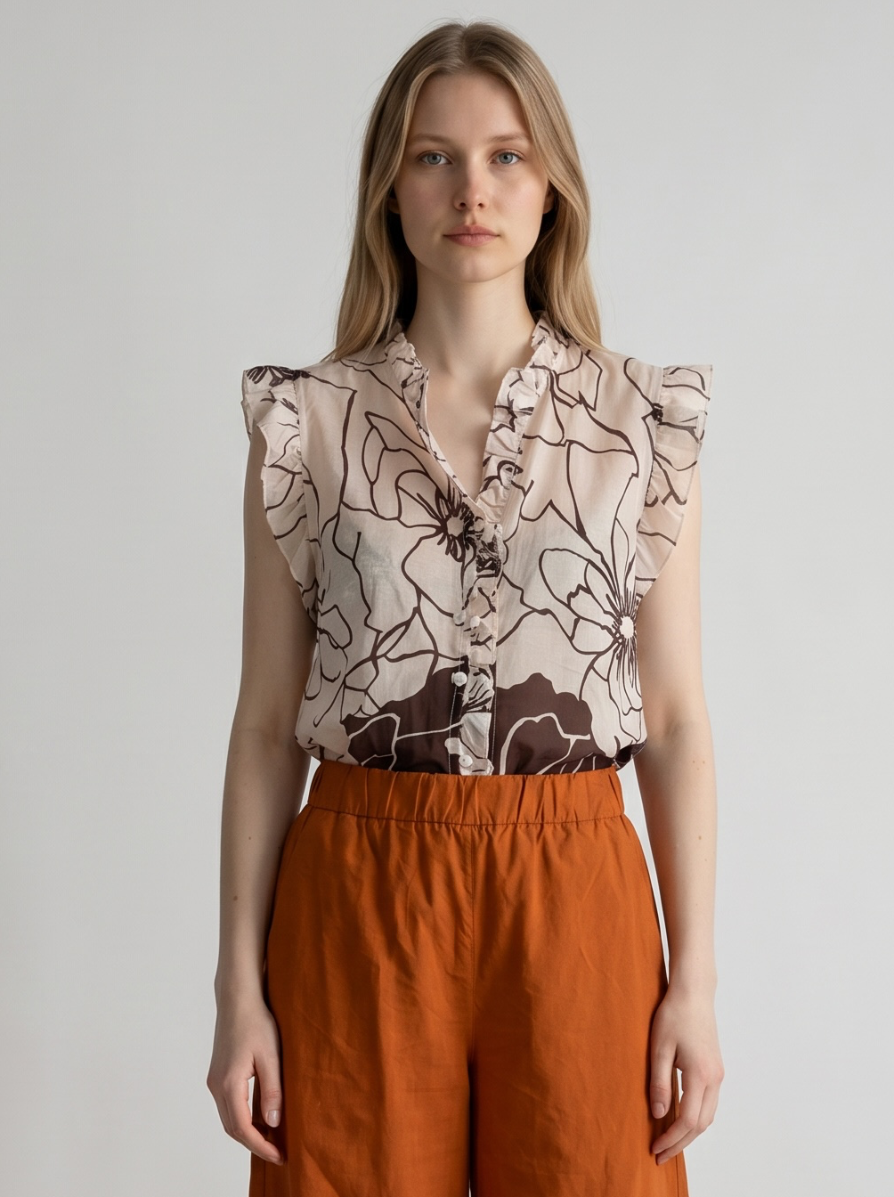 Canotta camicia con stampe e bottoncini
