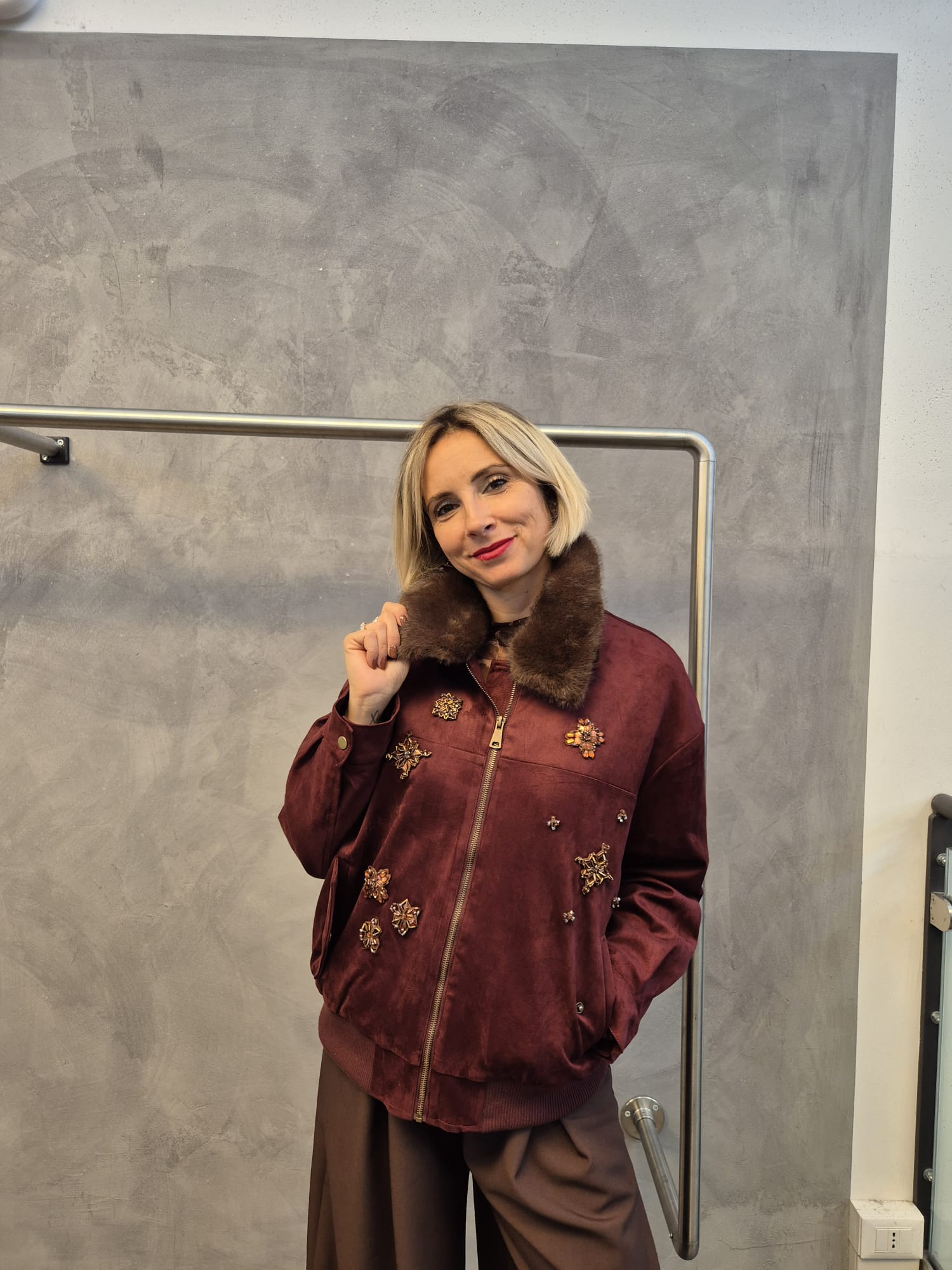 Bomber scamosciato gioiello vari colori