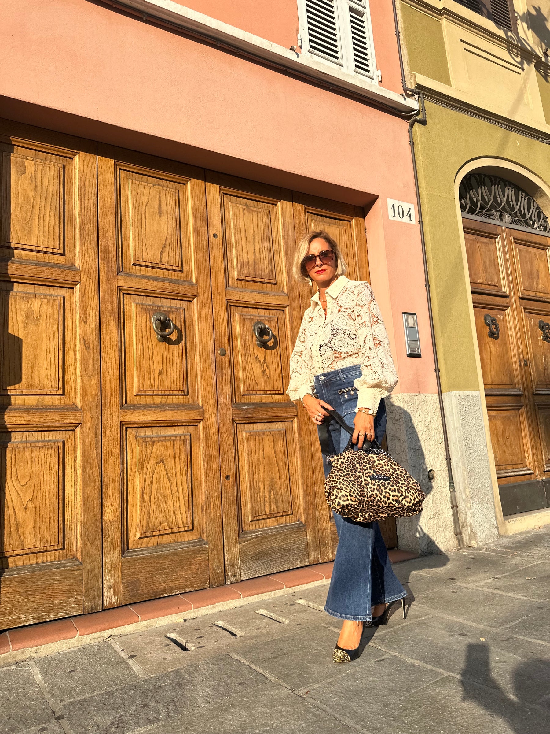ERMANNO SCERVINO Borsa medio grande maculata doppia tracolla