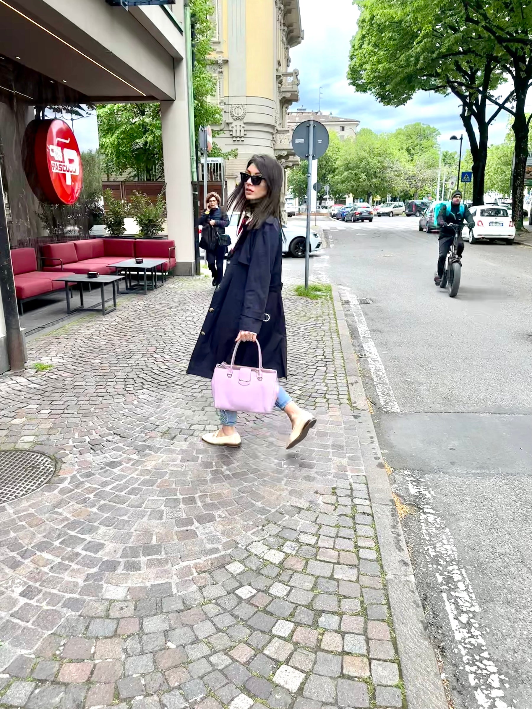 METIS GLAM Trench blu Navy in cotone