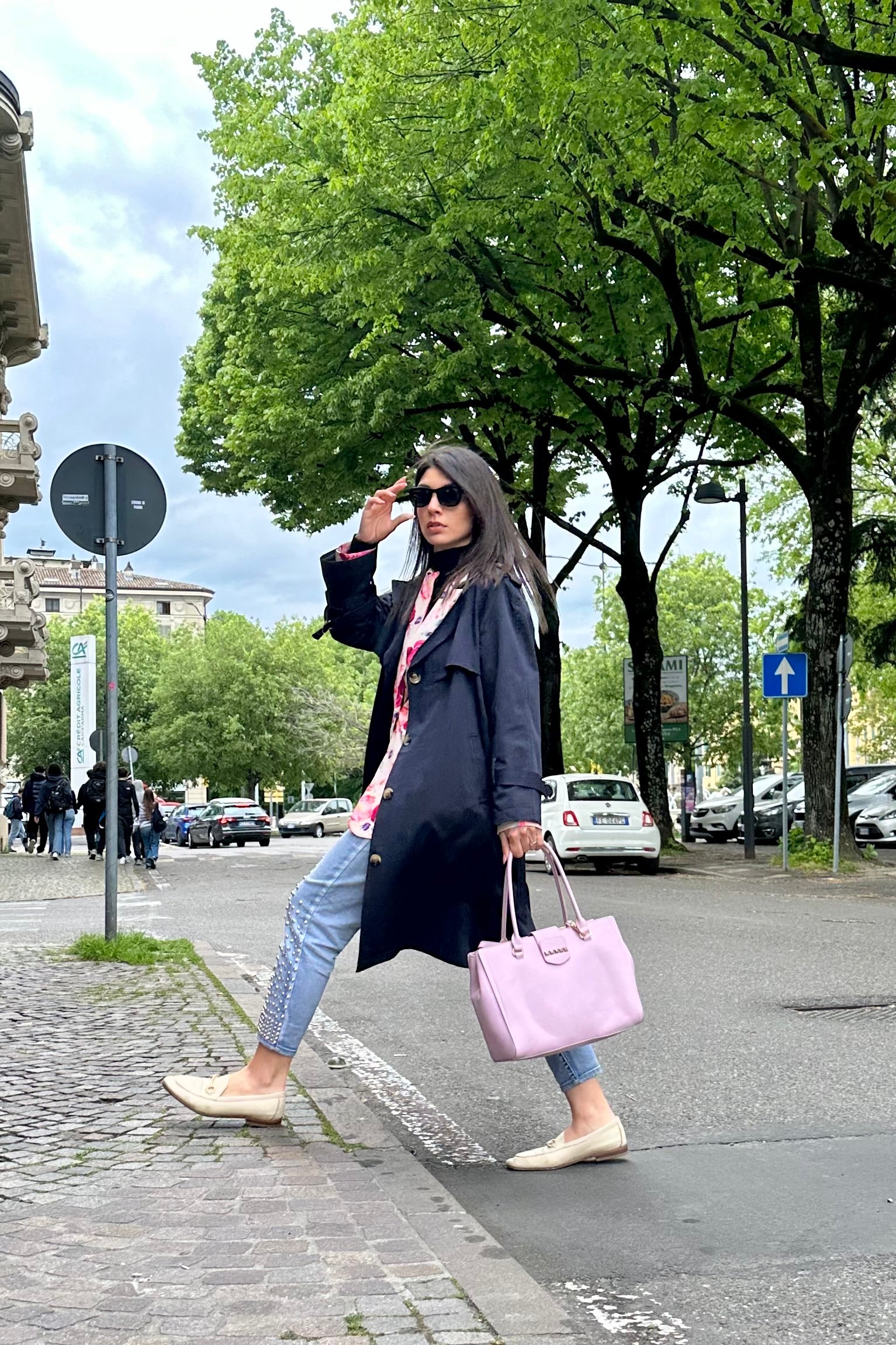 METIS GLAM Trench blu Navy in cotone