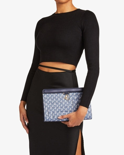 JIMMY CHOO Borsa jeans denim monogram