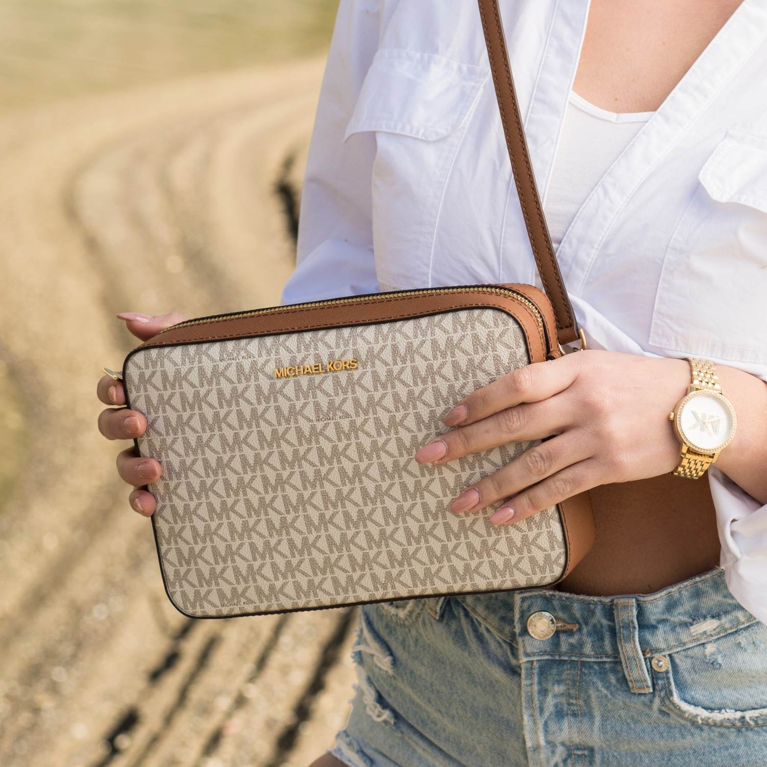 MICHAEL KORS Tracolla monogram Vanilla