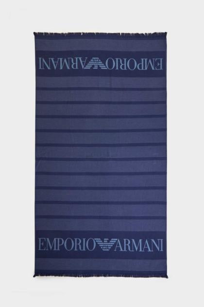 ARMANI telo mare righe blu con logo