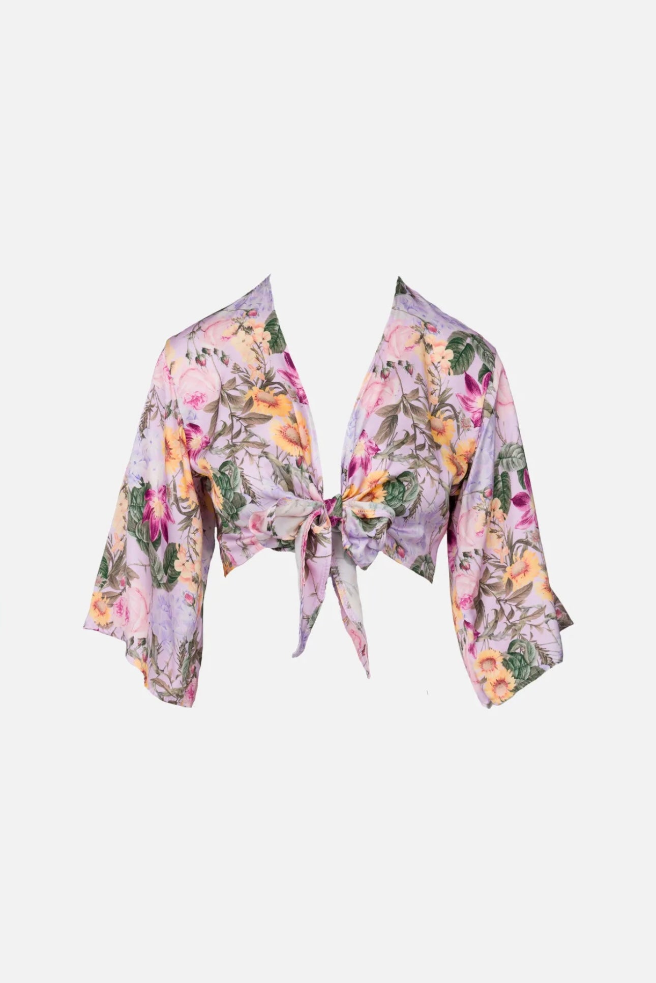 Coprispalle rouches stampa Flower lilla