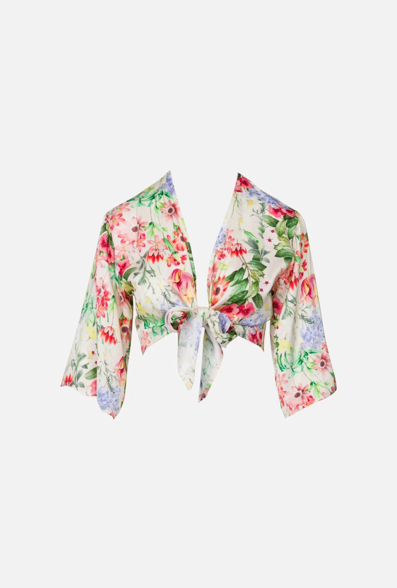 Coprispalle rouches stampa Flower panna