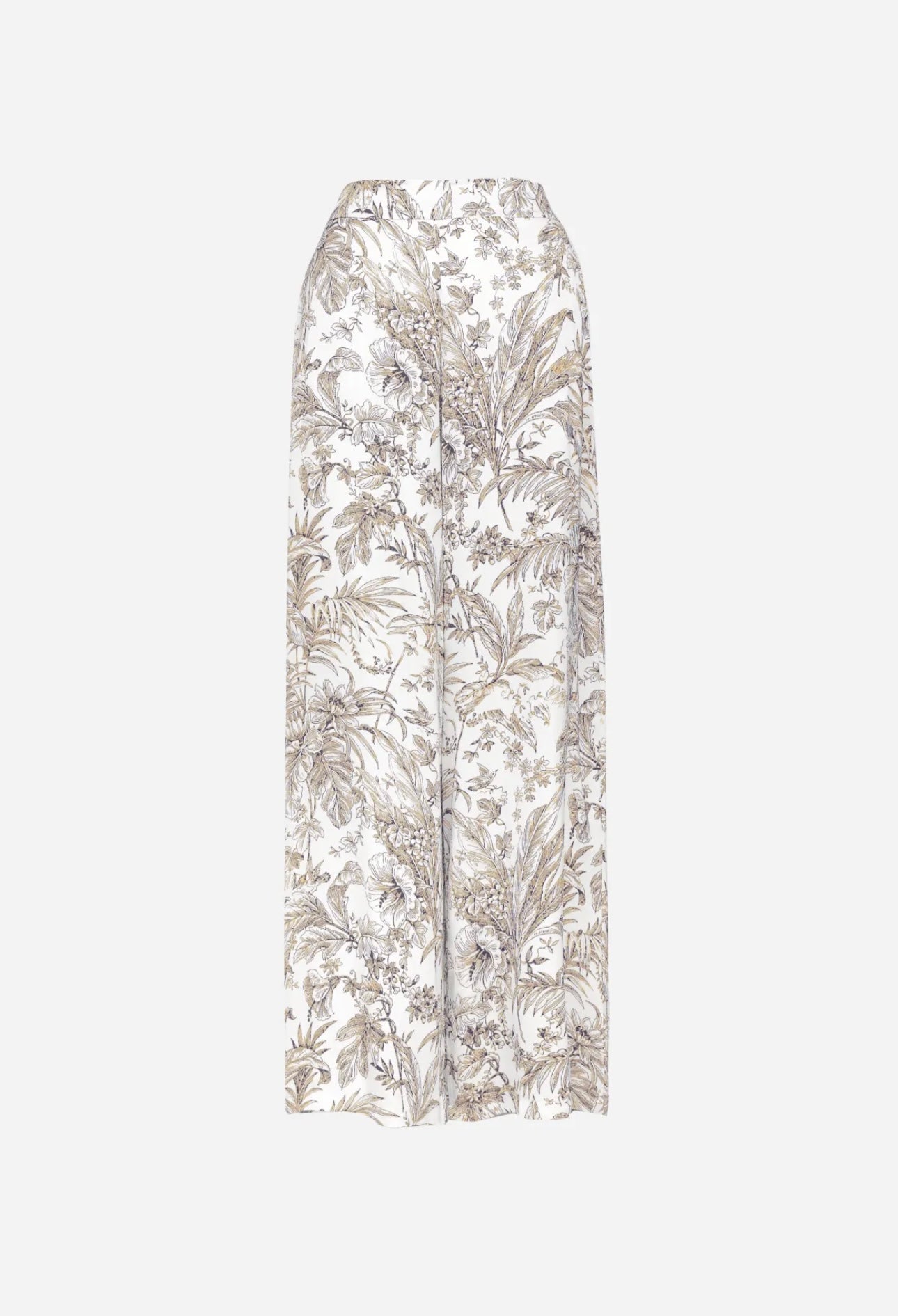 Pantaloni palazzo stampa Toile de Jouy beige