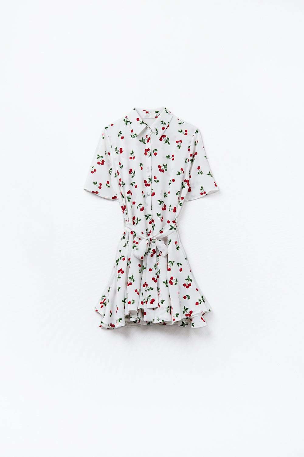 Q2 Abito a camicia corto con stampa di ciliegie