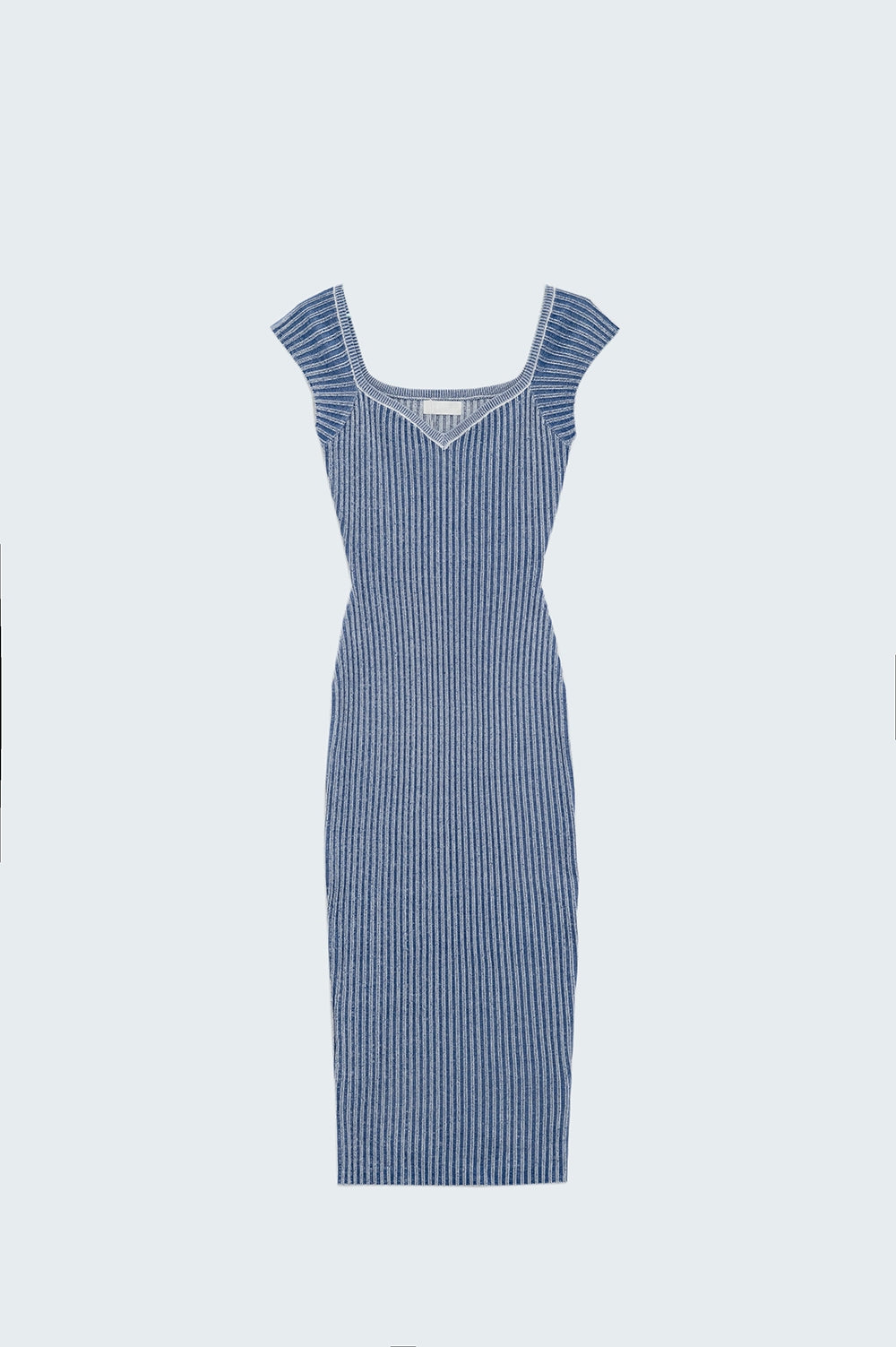 Q2 Abito Bodycon blu a coste spesse con maniche a cappuccio