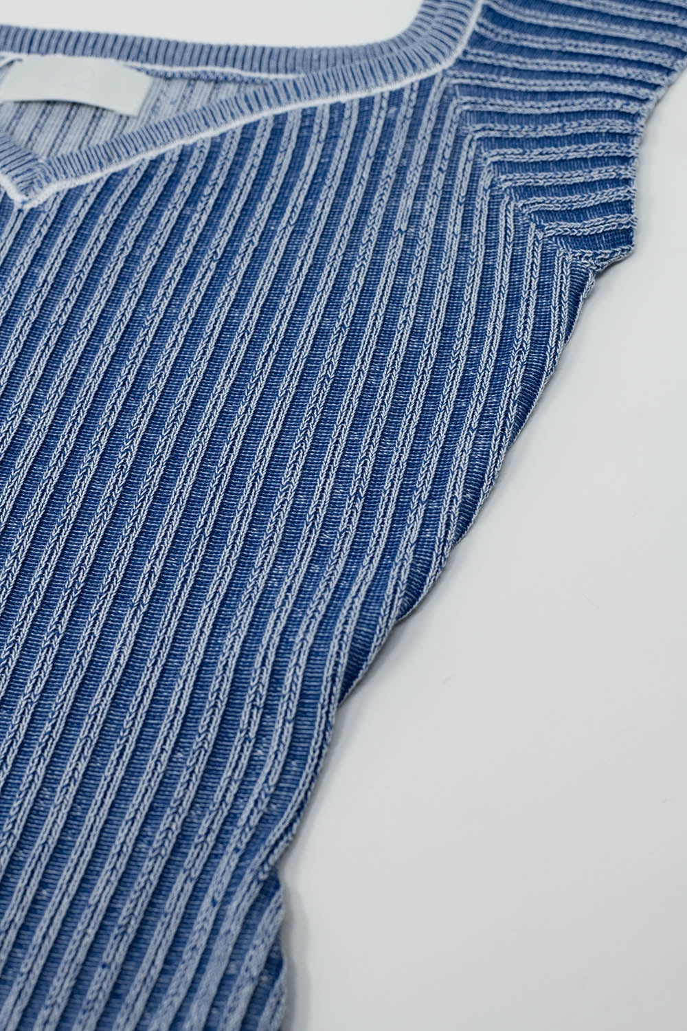 Abito Bodycon blu a coste spesse con maniche a cappuccio