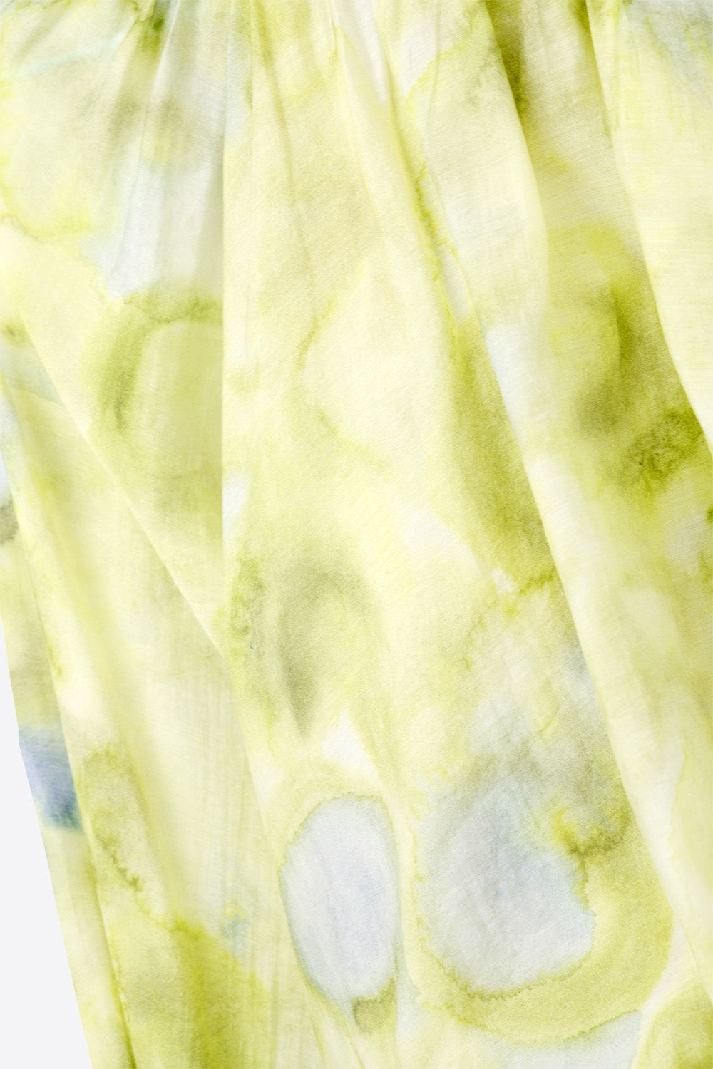 blusa di chiffon stampata verde con maniche a palloncino