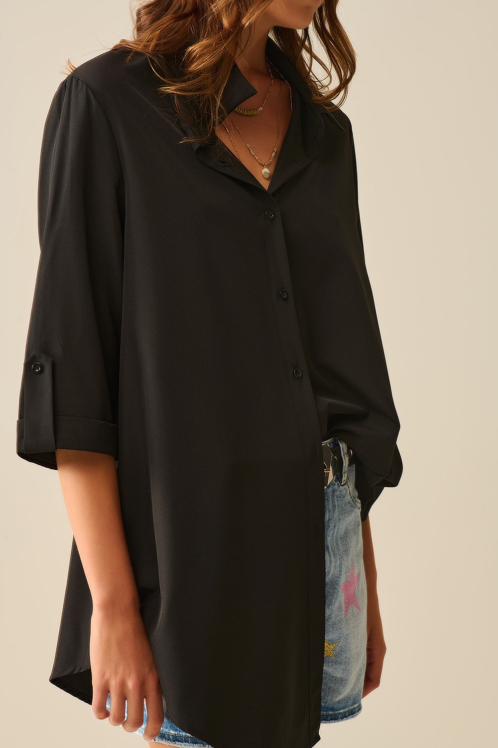 Camicia in tessuto molto morbido e leggero in nero