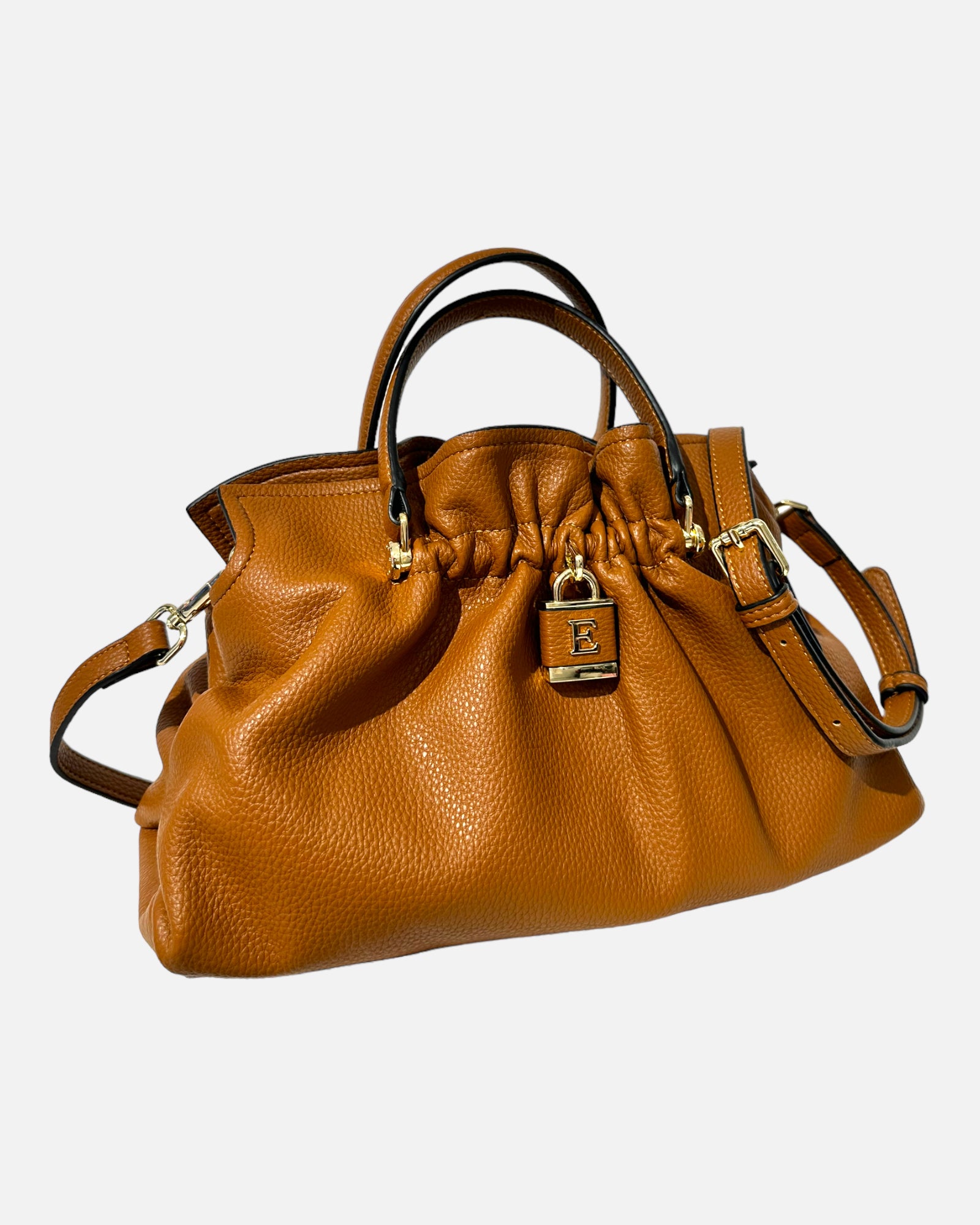 ERMANNO SCERVINO Borsa media cammello lucchetto