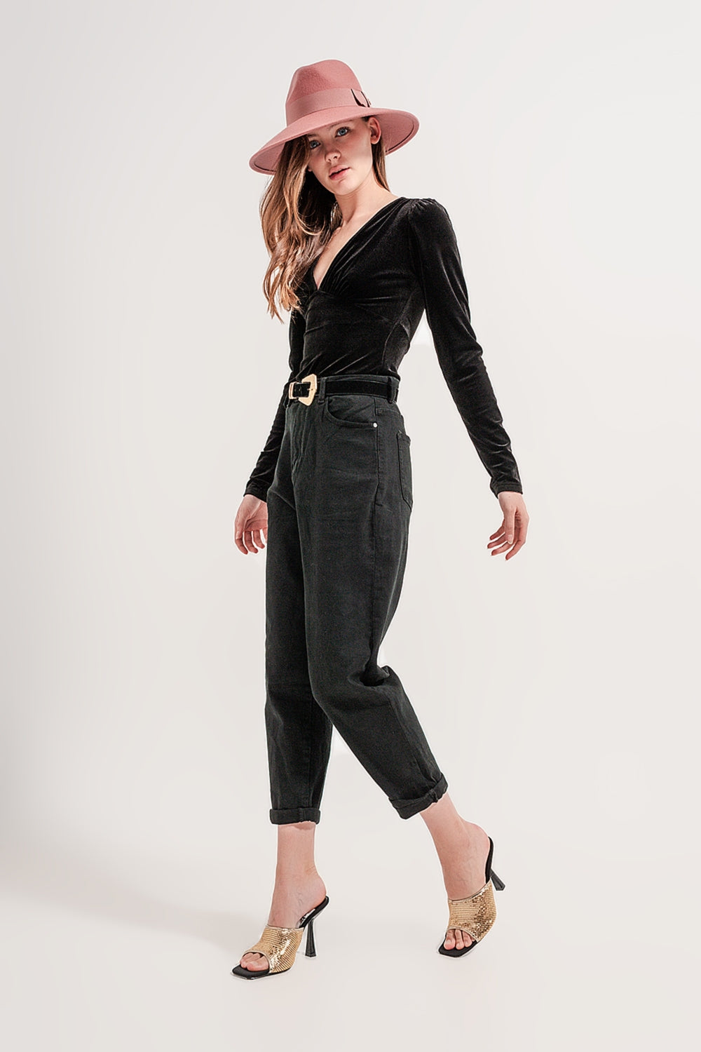 Jeans con taschino in vita nero