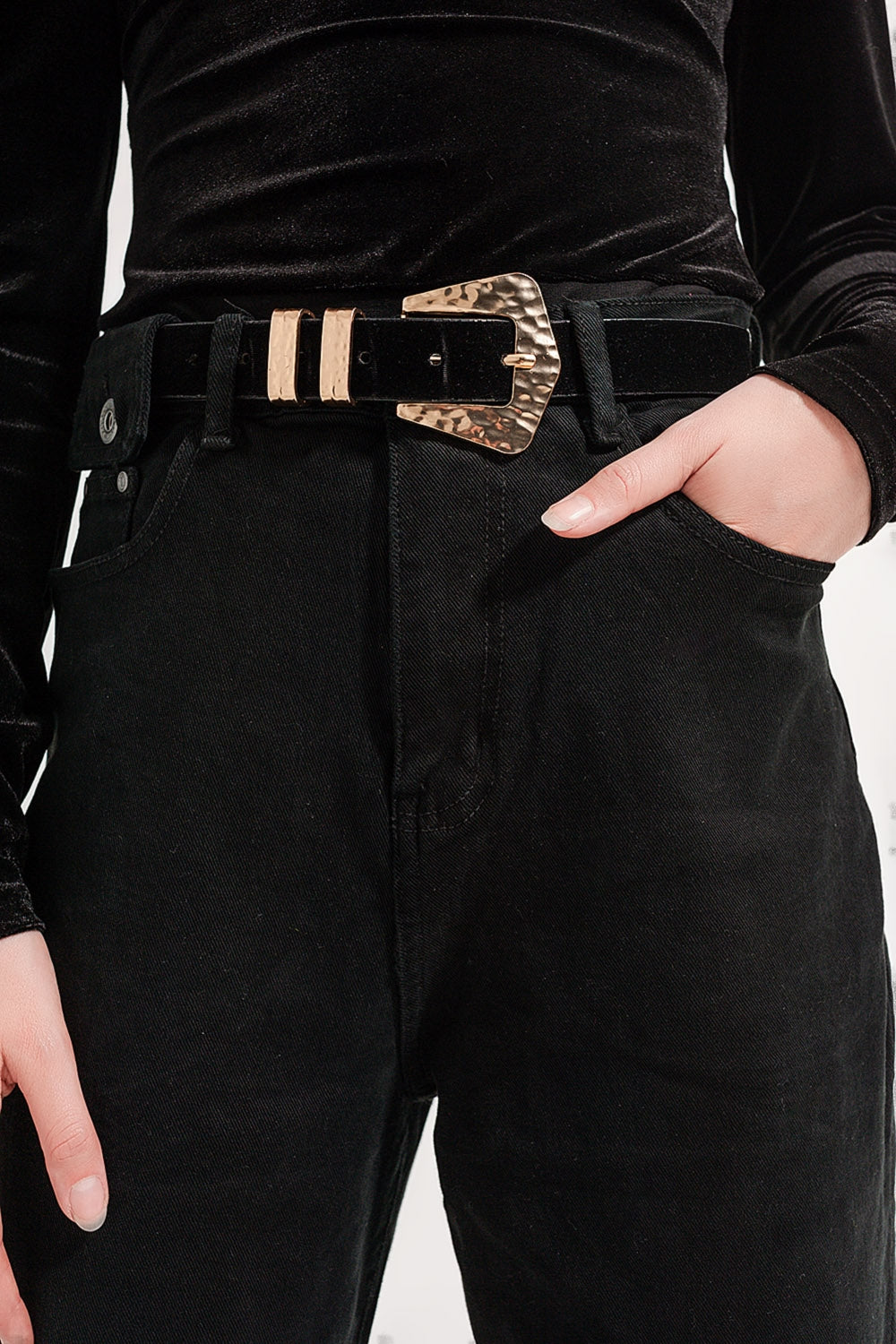 Jeans con taschino in vita nero