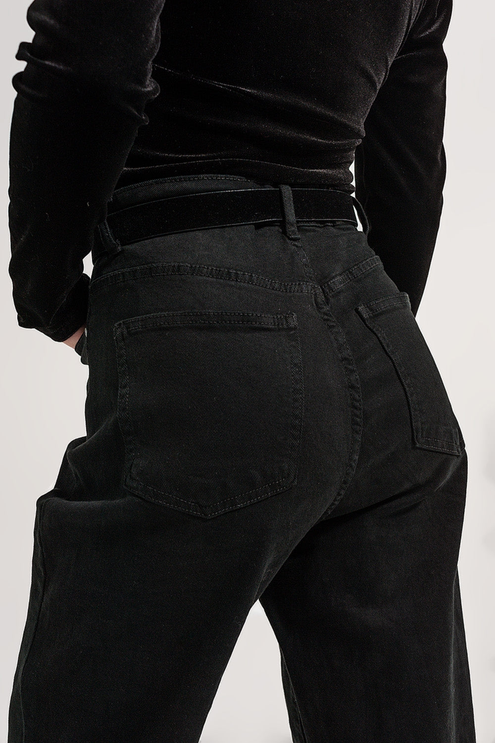 Jeans con taschino in vita nero