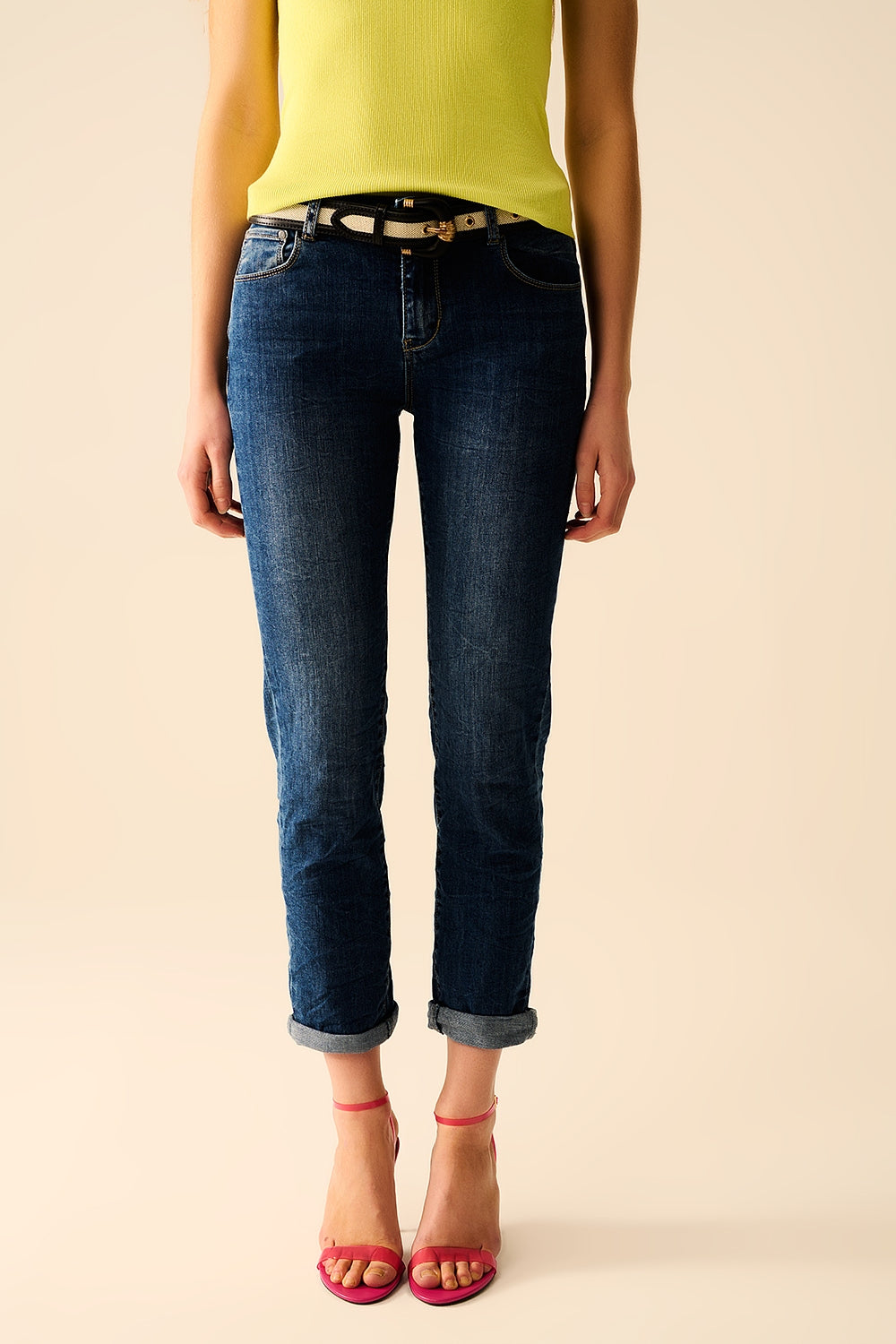 Q2 Jeans Elasticizzati Basic Super Skinny a Lavaggio Medio