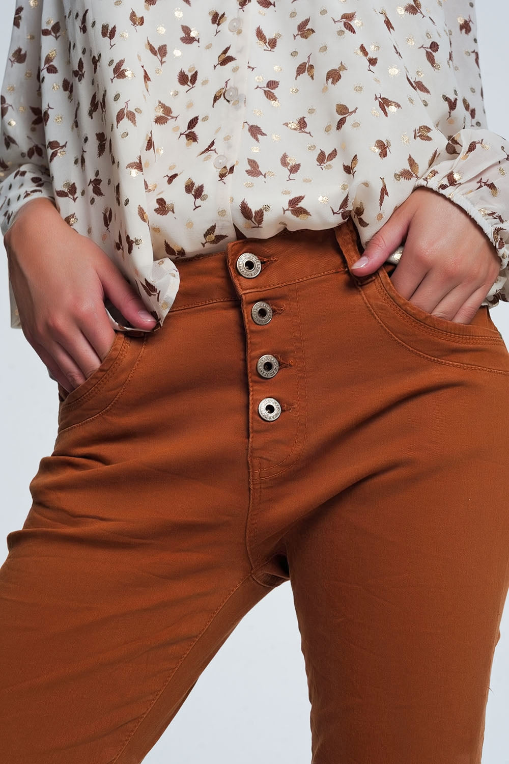 Jeans relaxed a 4 bottoni arancione