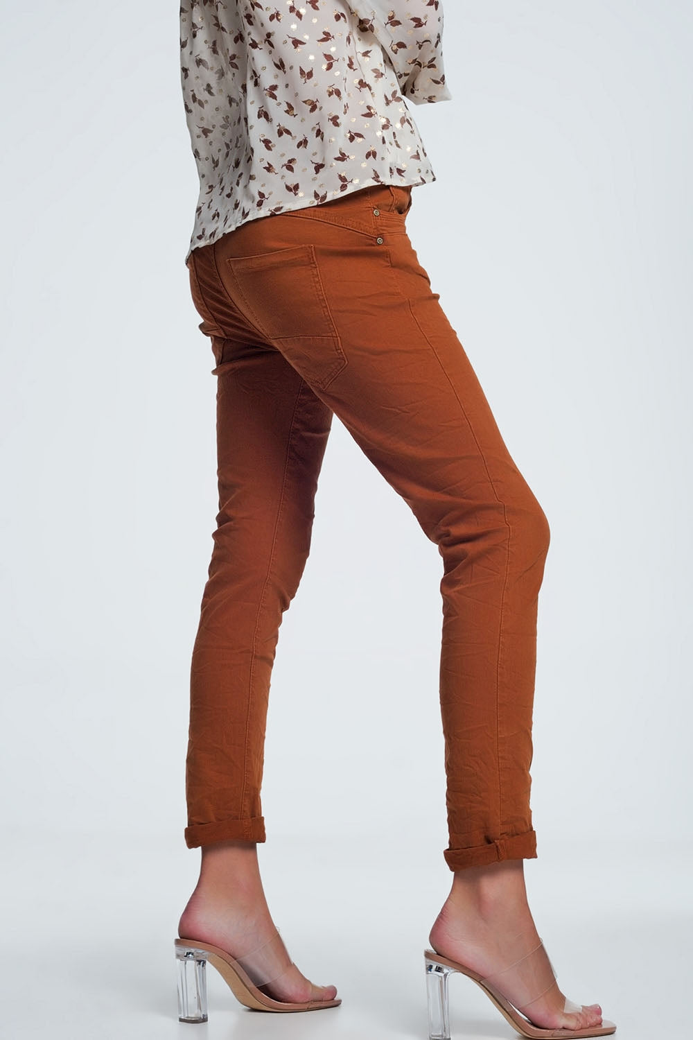 Jeans relaxed a 4 bottoni arancione