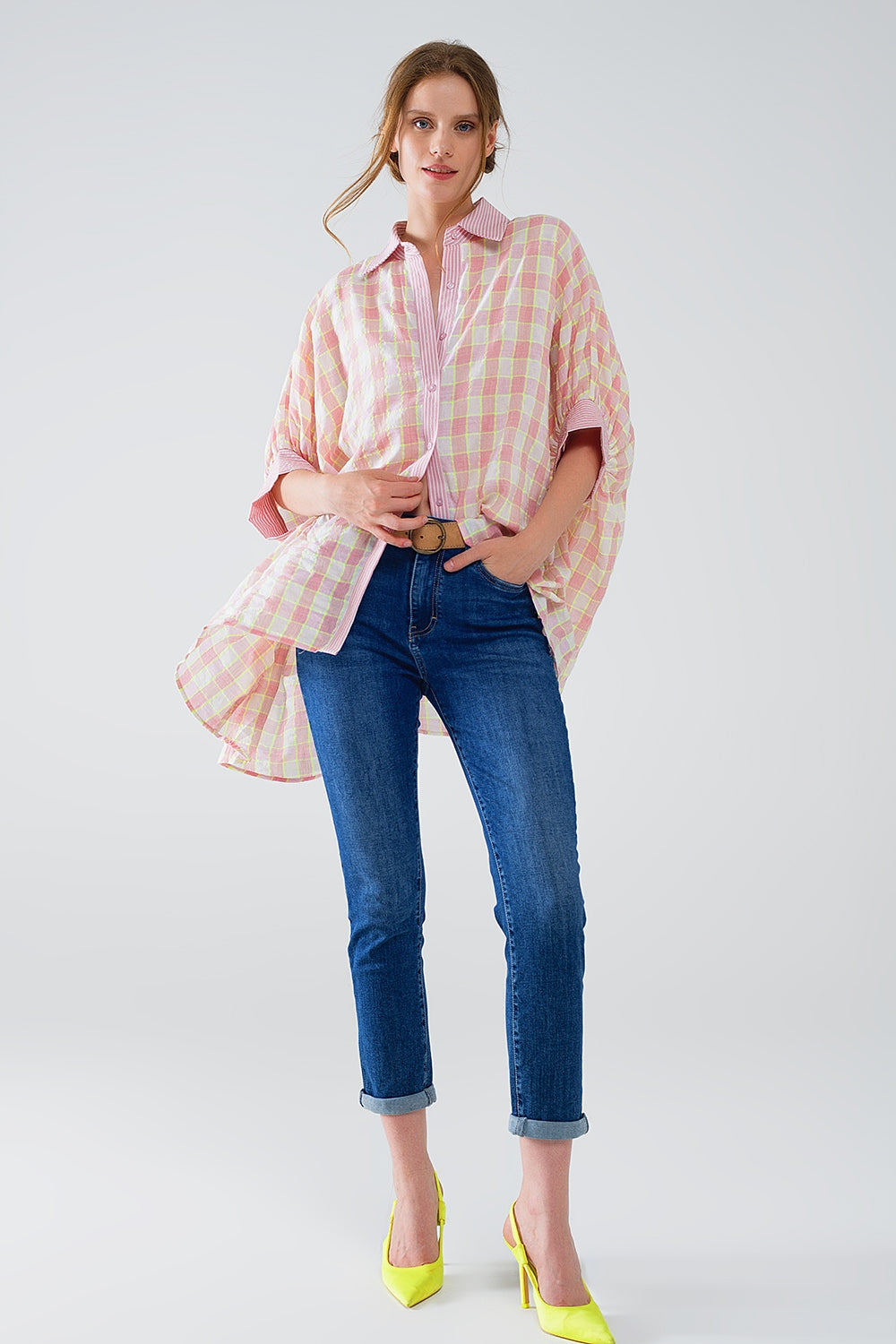 Jeans skinny a vita alta in lavaggio scuro con cinque tasche