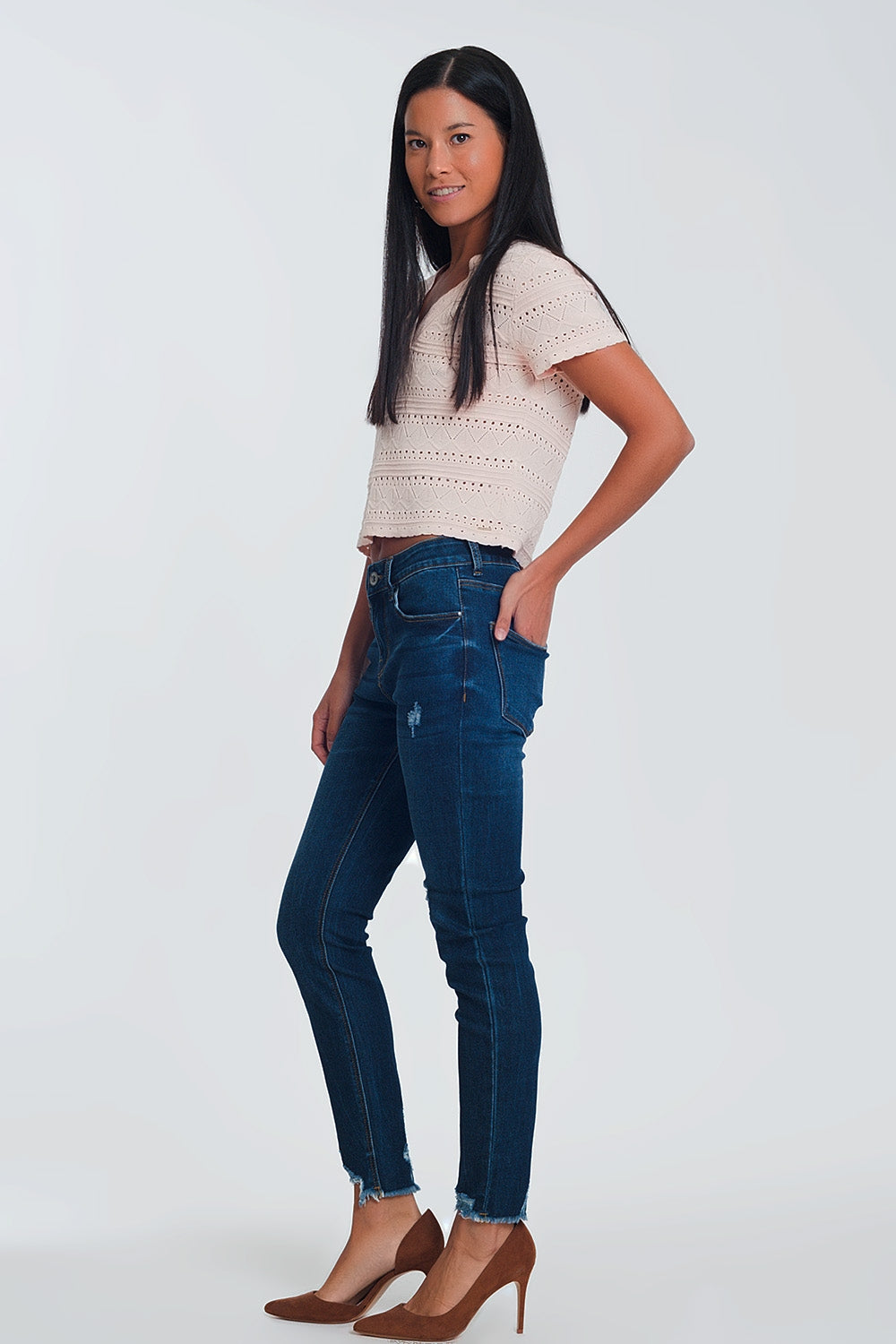 Jeans skinny con vita normale azzurri