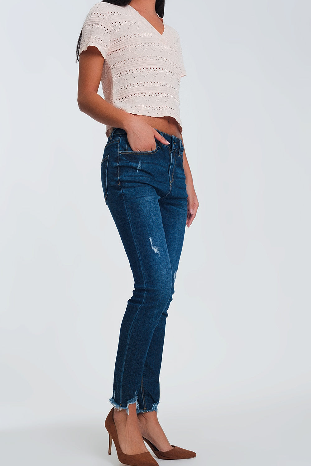 Jeans skinny con vita normale azzurri