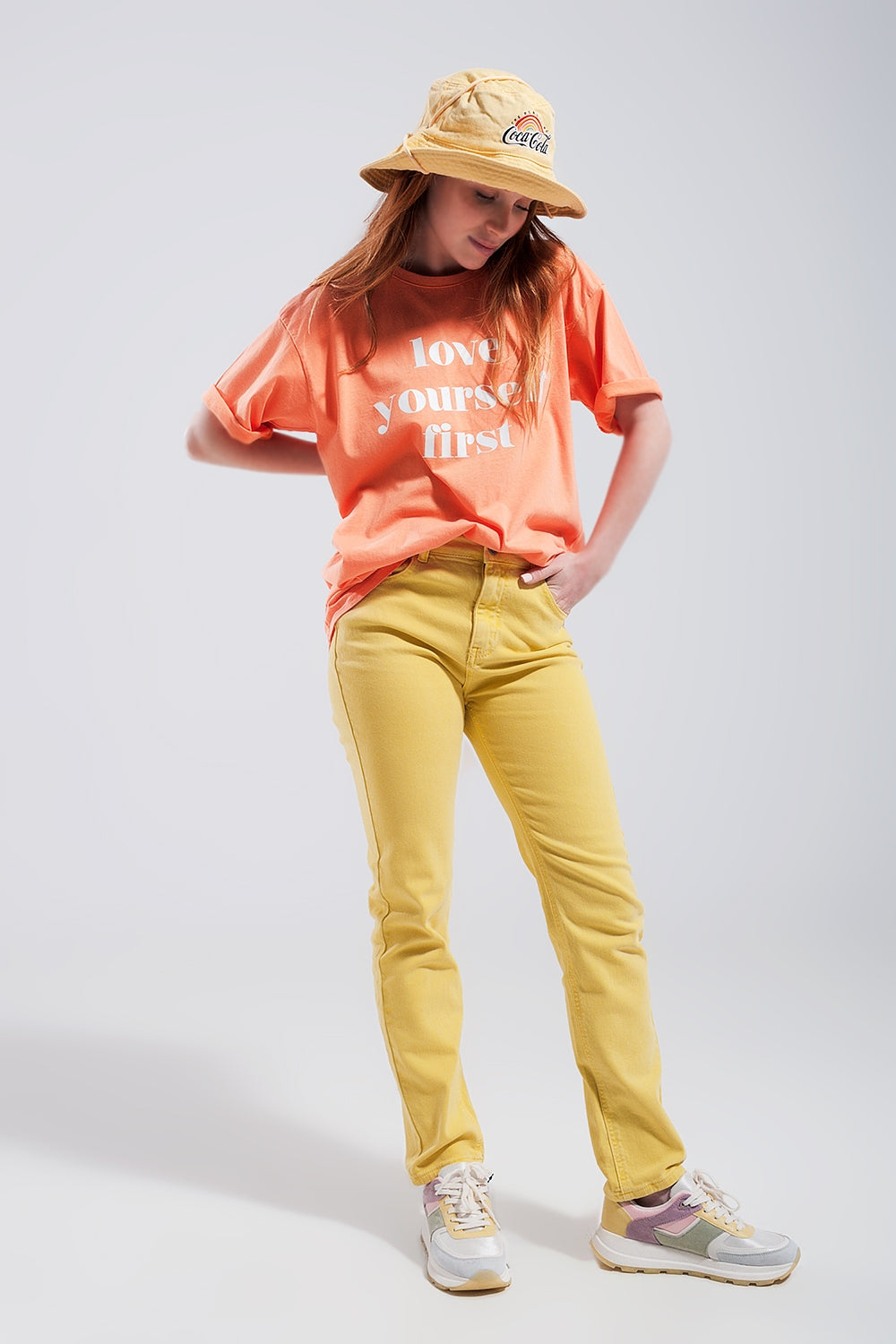 Jeans skinny in cotone elasticizzato giallo
