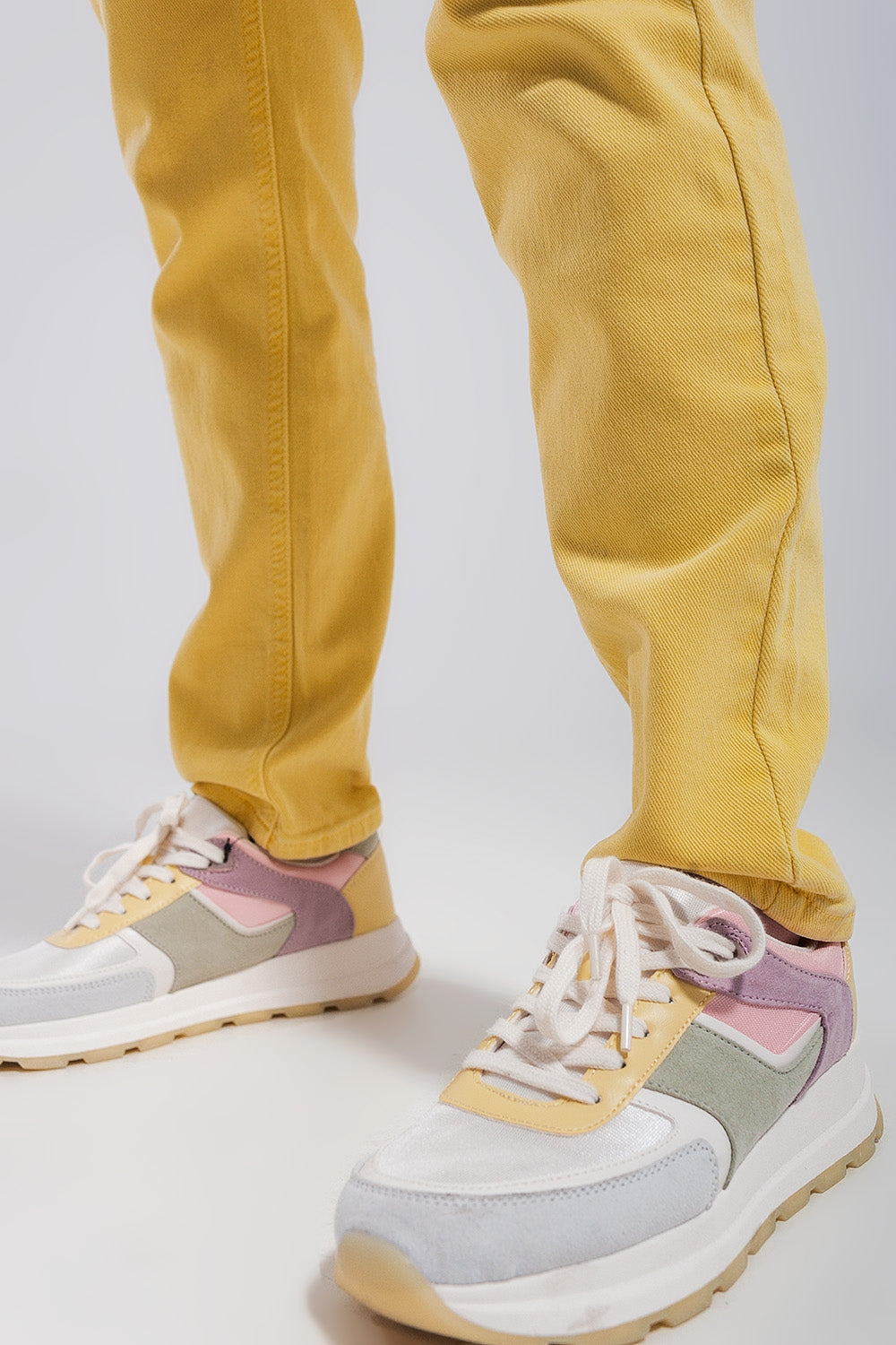 Jeans skinny in cotone elasticizzato giallo