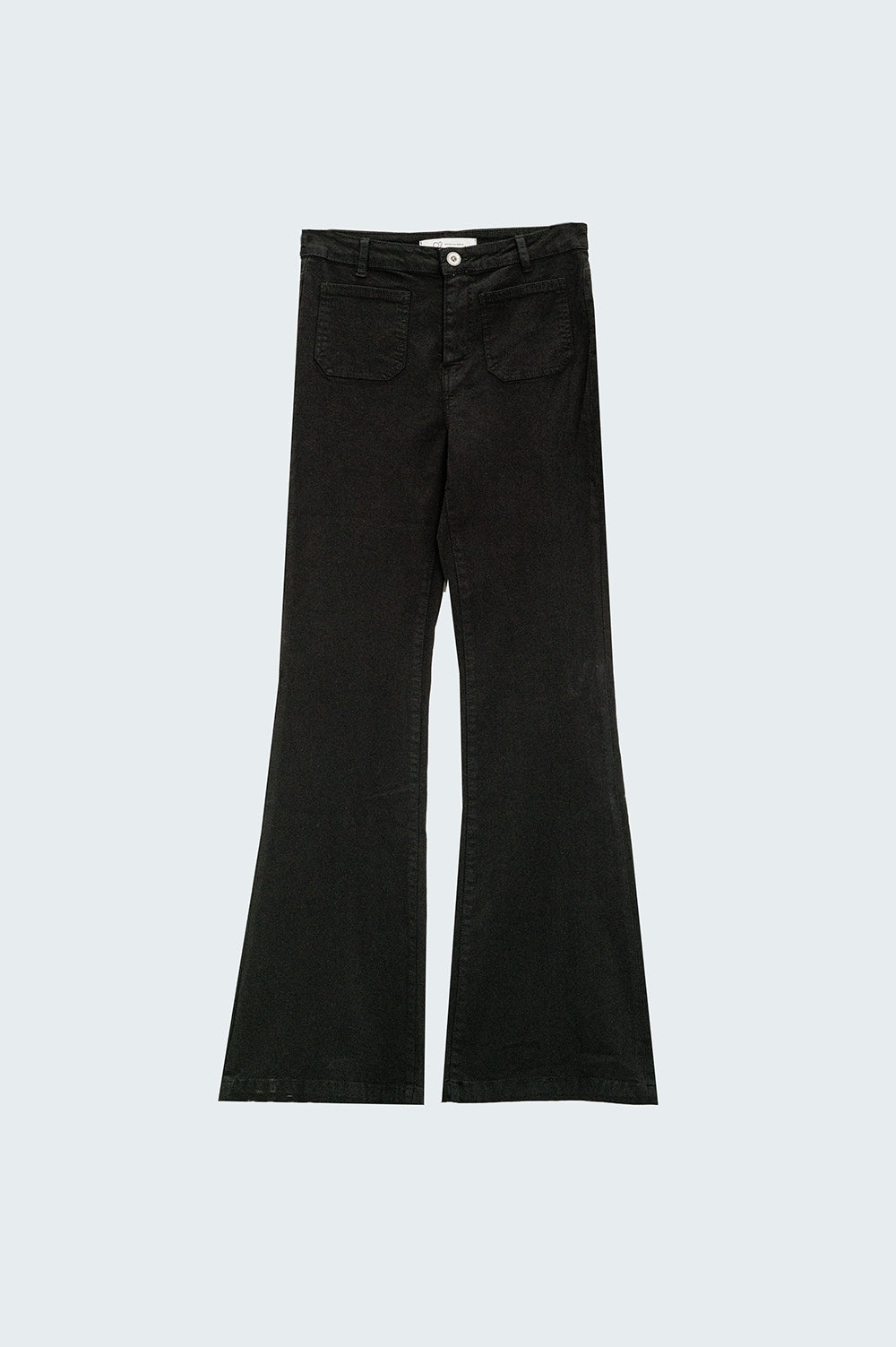 Jeans skinny svasati neri con dettaglio tasca frontale