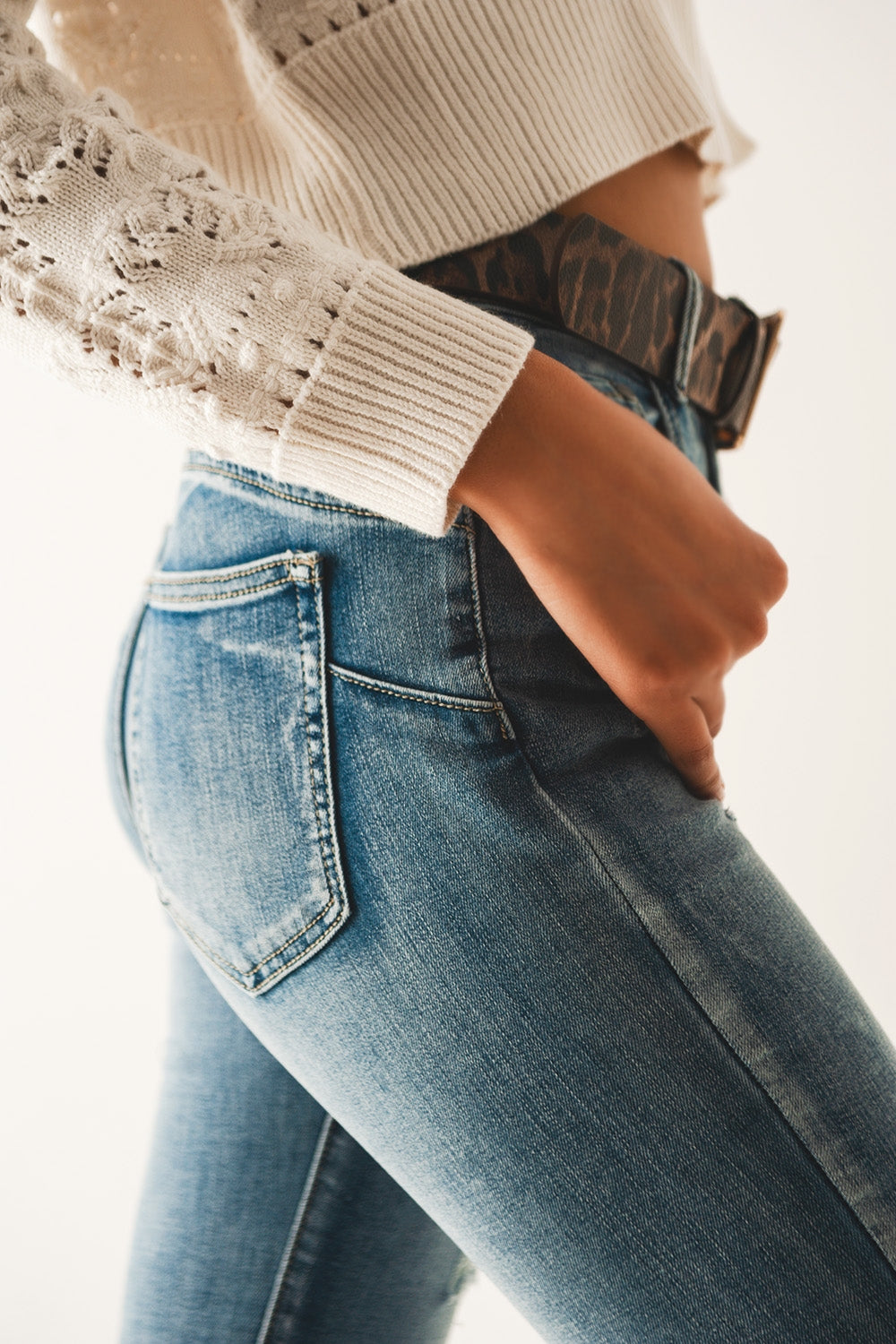 Jeans super skinny Push up blu con strappi