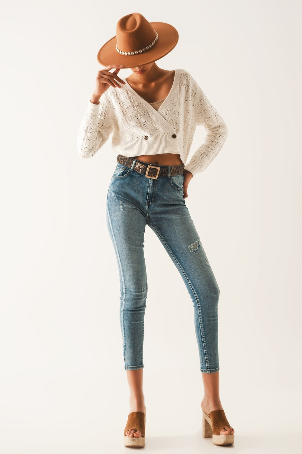 Jeans super skinny Push up blu con strappi