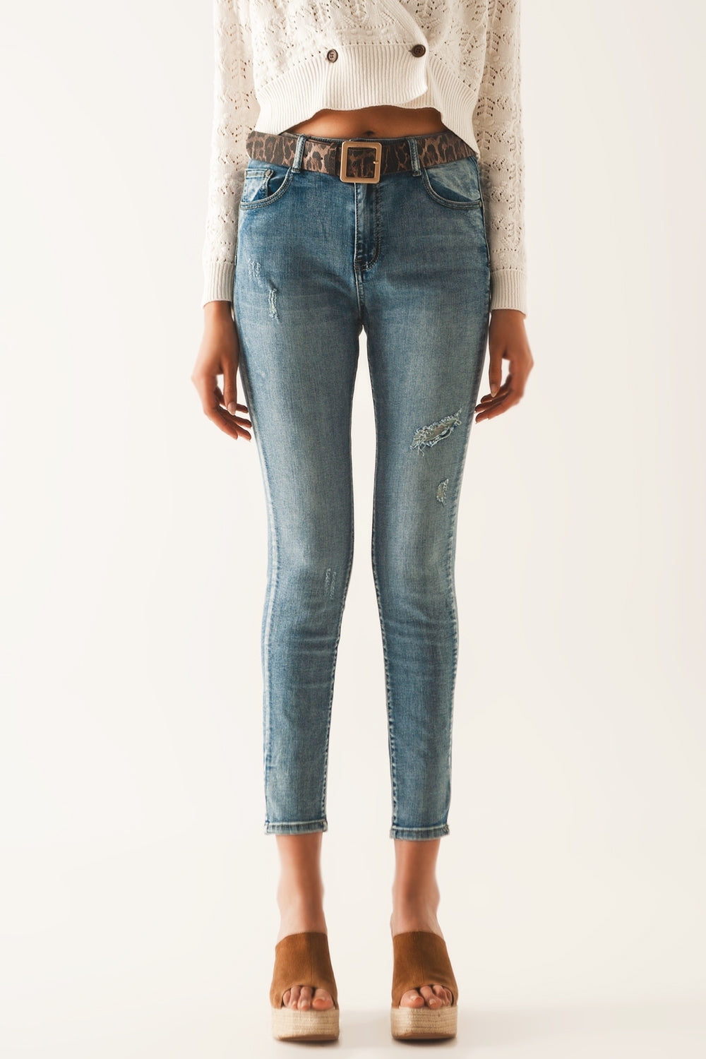 Jeans super skinny Push up blu con strappi