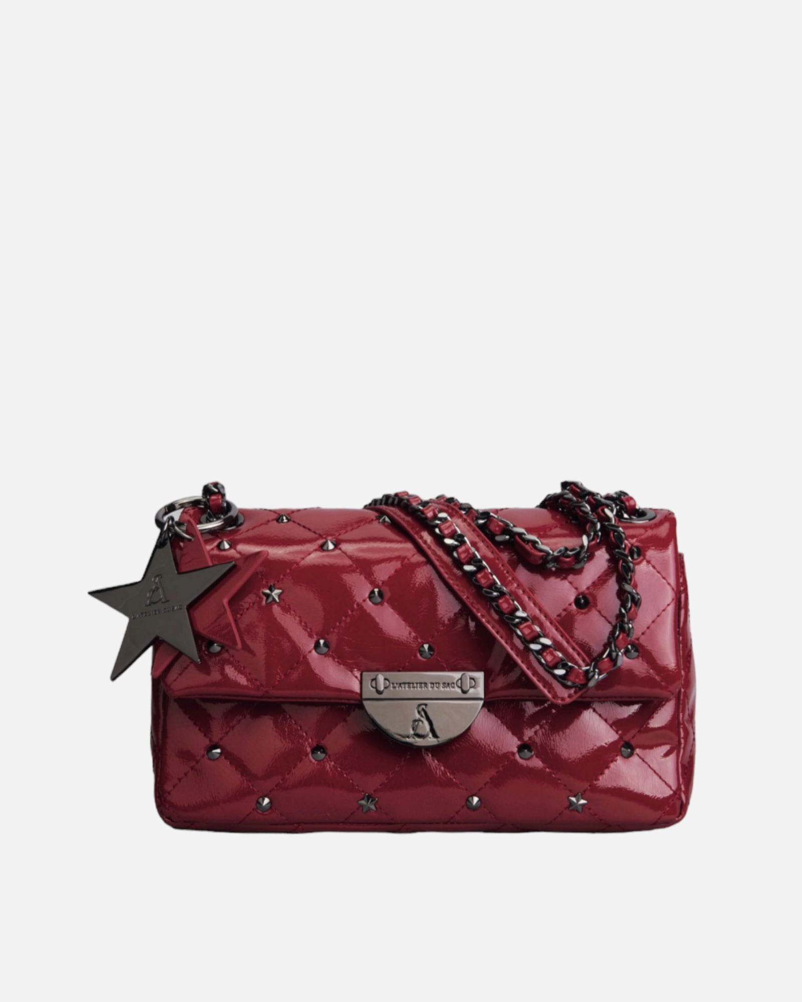 L’ATELIER DU SAC borsa tracolla trapuntata rossa vernice