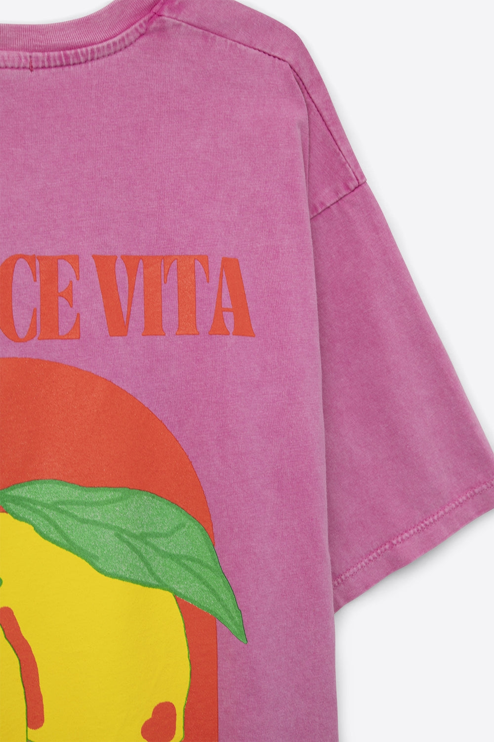 Maglietta a vestibilità comoda con stampa La Dolce Vita in rosa