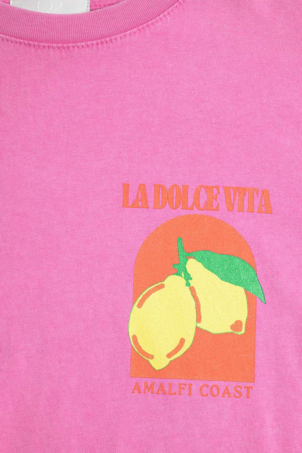 Maglietta a vestibilità comoda con stampa La Dolce Vita in rosa