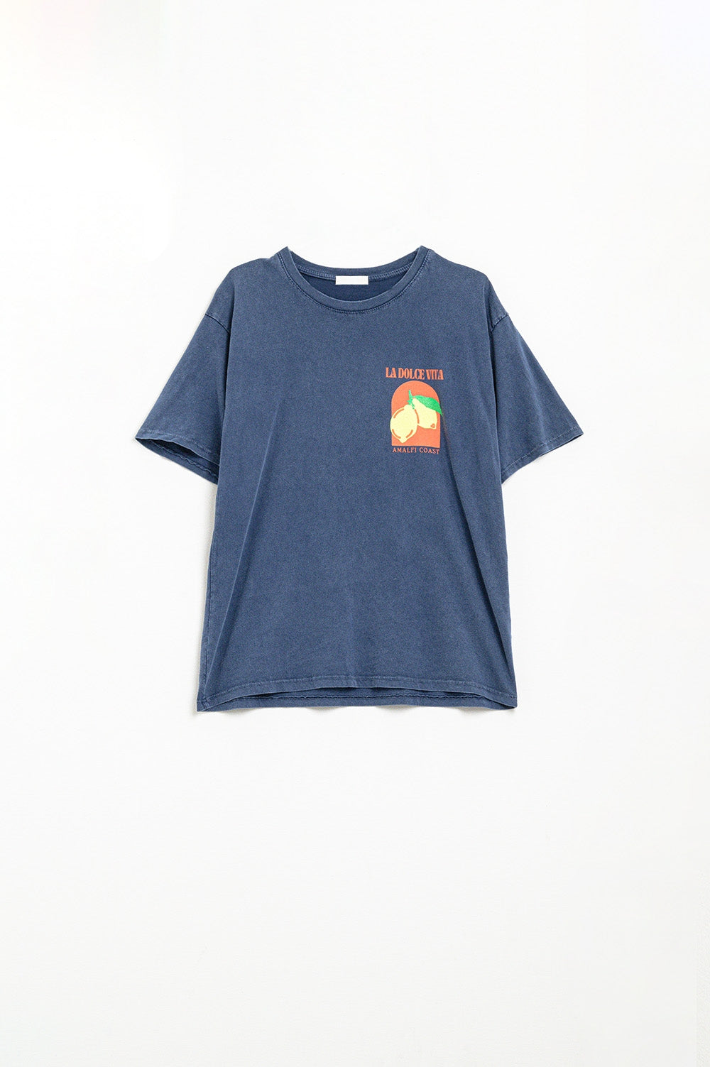 Maglietta a vestibilità rilassata con stampa La Dolce Vita in blu navy